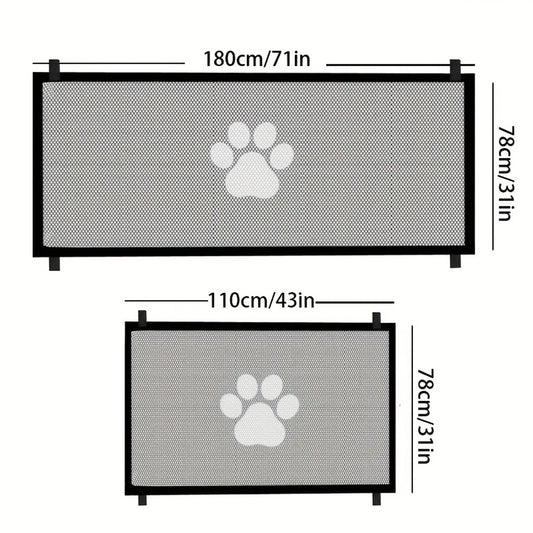 1Pc Safety Protection Mesh Pet Gate Fence, No Drilling Isolation Net, Baby Gate Retractable Gates for Stairs, Doorways, Hallways