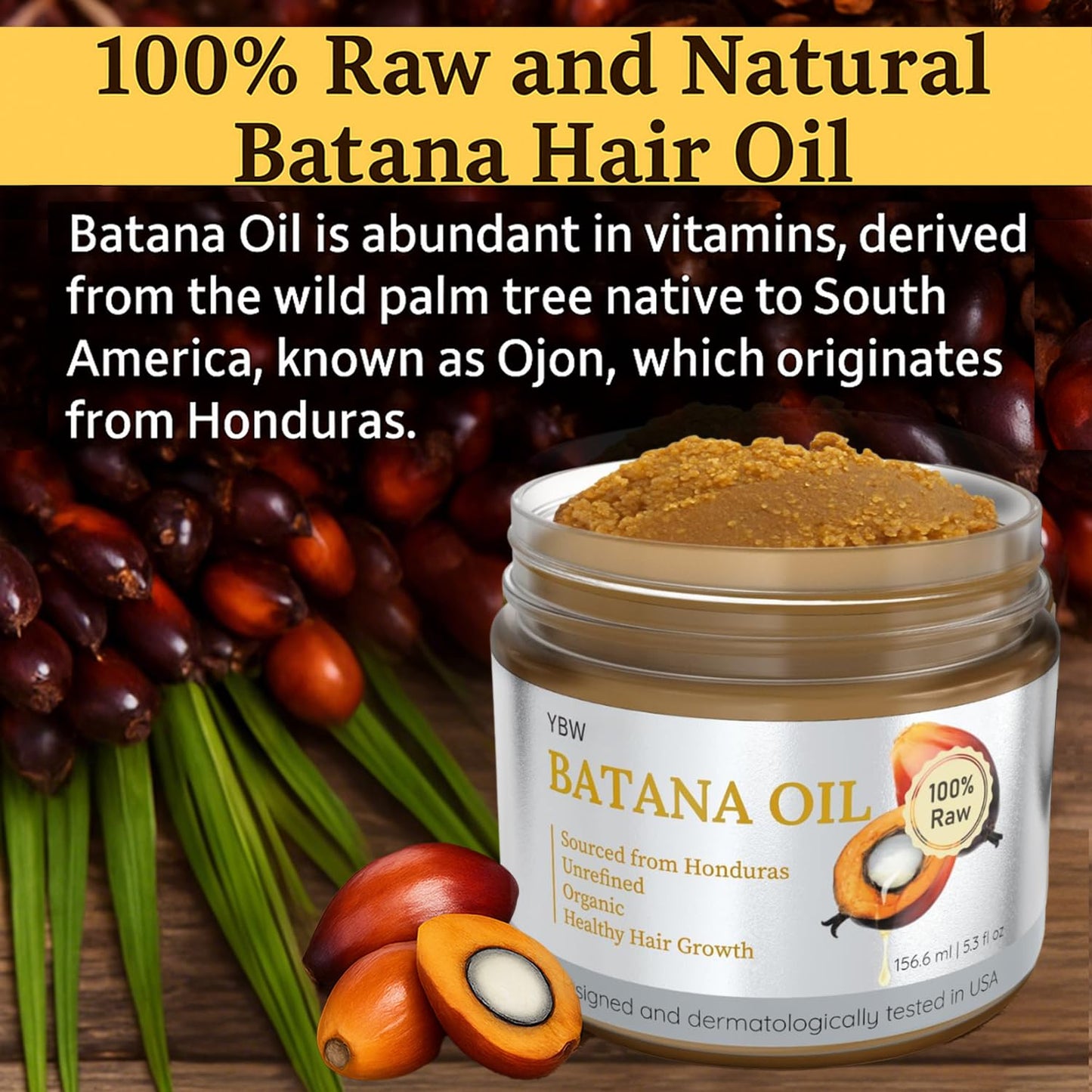 Batana Oil for Hair Growth Dr. Sebi Organic, Natural, Pure and 100% Raw Batana Oil Paste from Honduras - Botana Enhances Hair Thickness, Prevents Loss for Men and Women