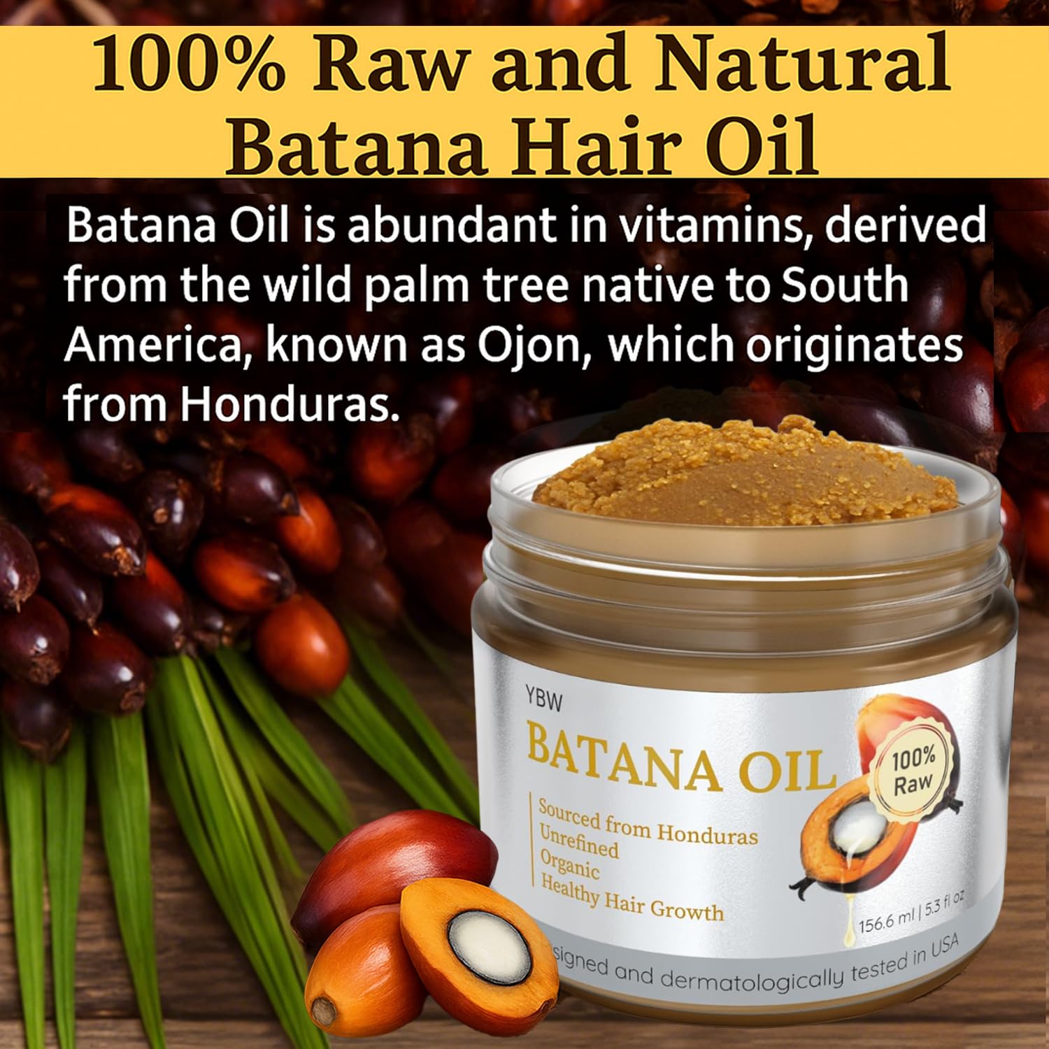 Batana Oil for Hair Growth Dr. Sebi Organic, Natural, Pure and 100% Raw Batana Oil Paste from Honduras - Botana Enhances Hair Thickness, Prevents Loss for Men and Women