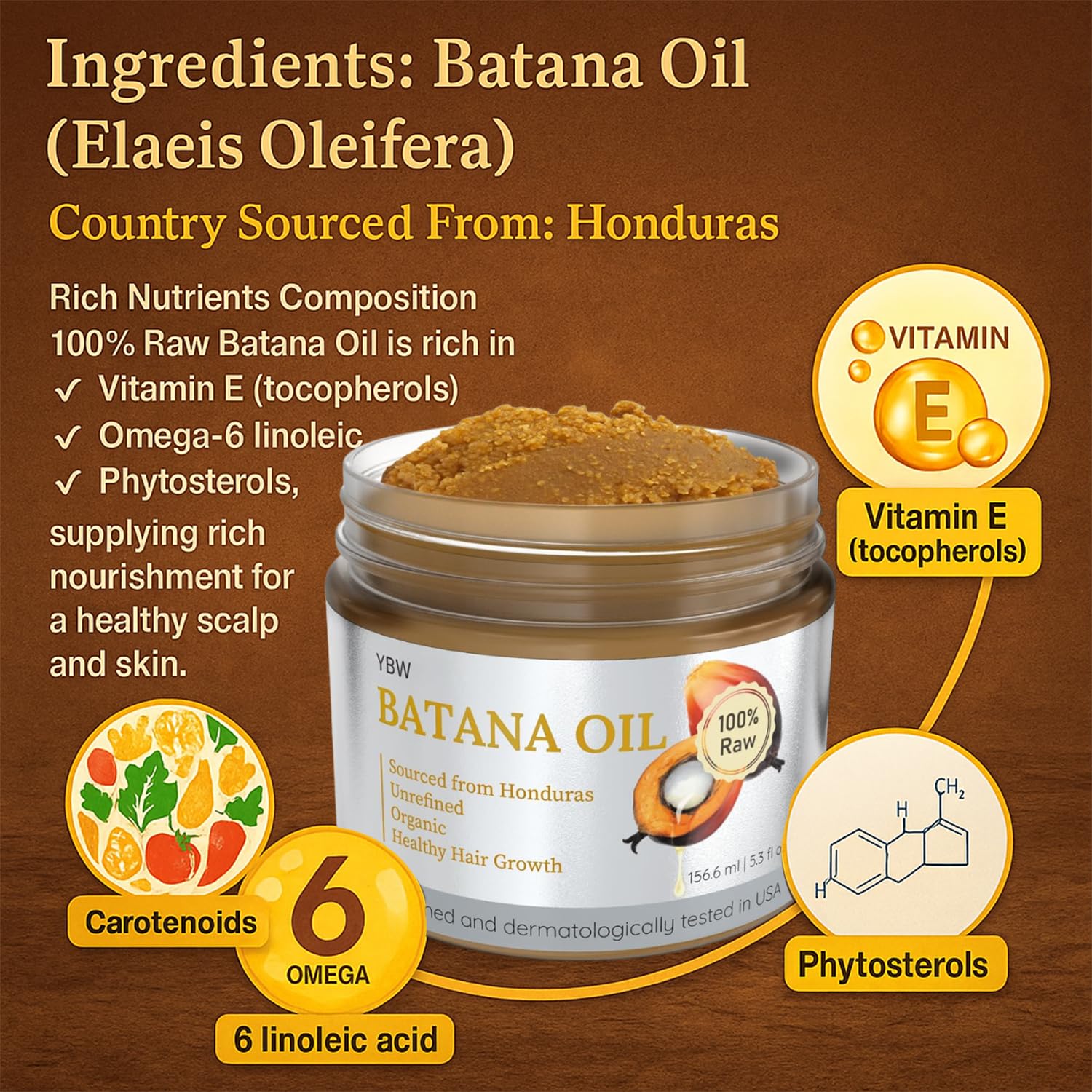 Batana Oil for Hair Growth Dr. Sebi Organic, Natural, Pure and 100% Raw Batana Oil Paste from Honduras - Botana Enhances Hair Thickness, Prevents Loss for Men and Women