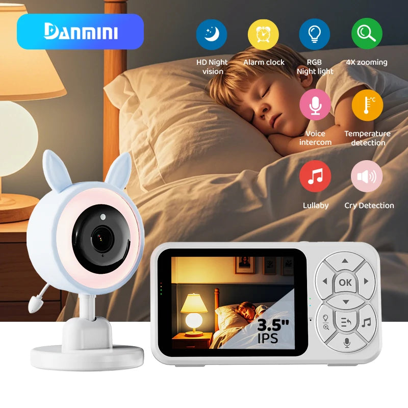 New 3.5 "RGB Night Light Baby Monitor with Night Vision Temperature Detection Voice Intercom Baby Nanny Security Camera
