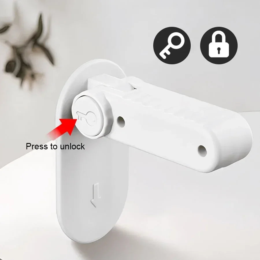 Door Lever Lock Universal Anti-Open Handle Child Baby Safety Locks Punch-Free Multifunction Hidden Button Buckle Safety Lock