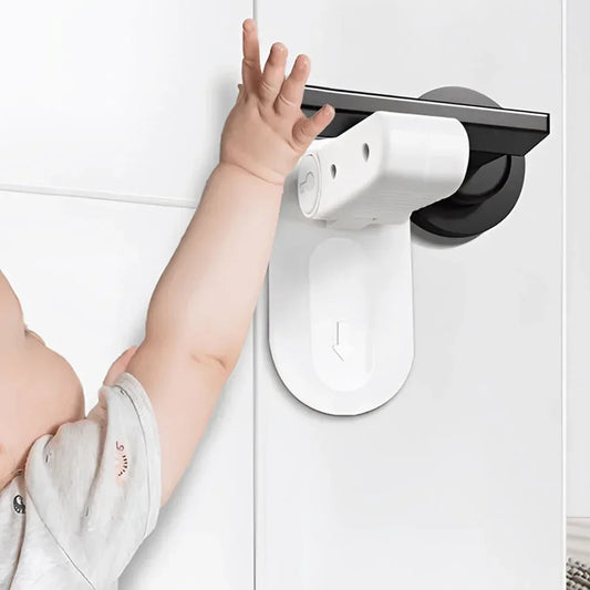Door Lever Lock Universal Anti-Open Handle Child Baby Safety Locks Punch-Free Multifunction Hidden Button Buckle Safety Lock